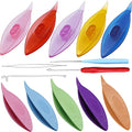 14pcs Tatting Shuttle Kit, Qtopun 10pcs Colorful Plastic Waving Shuttles 1 Beading Needles 3 Crochet Hooks for Lace DIY Hand Lacemaking Craft Tool