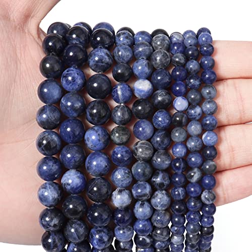 60pcs 6mm Natural Stone Beads Blue Sodalite Beads Energy Crystal Healing Power Gemstone for Jewelry Making, DIY Bracelet Necklace - color: Blue Sodalite, size: 6mm