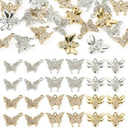 Craftdady Crystal Rhinestone Pendants Butterfly Heart Rhombus Bowknot Earring Charms Alloy Enamel Metal Pendants Light Gold Bracelet Charms for DIY Craft Necklace Jewelry Making - color: Platinum & Golden 6 Styles Butterfly Inset