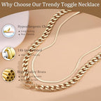 CHESKY 14K Gold Plated Chunky Necklace for Women, Trendy Paperclip Chain Necklace Thick Cross Heart Pendant Necklace Layered Herringbone Cuban Link Chain Toggle Necklaces Non Tarnish Jewelry - color: gold, style: cuban+herringbone
