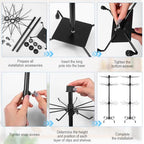 2 Pcs Jewelry Rack, Rotating Jewelry Stands with Hooks, Adjustable Display Holder Organizer, Metal Display Stand for Earrings, Necklace & Bracelet, Vendor Booth Accessories (Black)