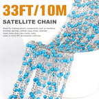 33 Feet Stainless Steel Enamel Chains Bulk, 2mm 304 Stainless Steel Light Blue Enamel Beaded Cable Link Chain Roll Spool for Jewelry Making - color: Stainless Steel Light Blue Beads