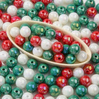 16mm Acrylic Beads 100pcs Christmas Style Bead Color Chunk Bubblegum Beads for Pens for Necklace Jewelry Bracelets DIY Crafts Making (abxmas) - color: white&red&green