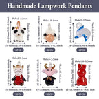 FASHEWELRY 12Pcs Animals Lampwork Glass Charms Cute Lampwork Penadants Cartoon Cattle Panda Rabbit Dolphin Sheep Charms for DIY Bracelet Jewelry Making - color: Animals Set
