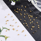 Beebeecraft 1 Box 300Pcs Tube Crimp Beads, 3x2mm Golden Stainless Steel Column Positioning Stopper Crimp Beads Cord End for Jewelry Making Bracelet Necklace - size: 3x2mm