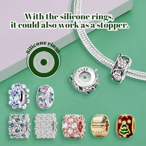 Clip Stopper Spacer Charms for Bracelets Necklaces, Compatible with Pandora,Jewery Mking DIY - style: Line Stopper 14K Gold Plated