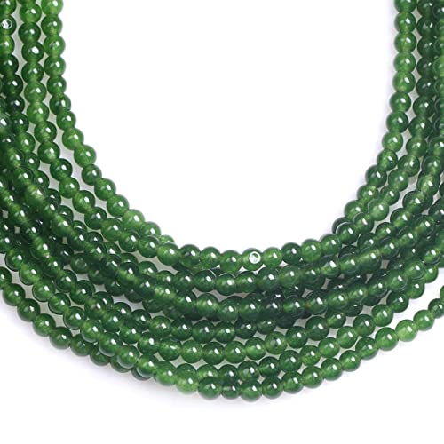 GEM-Inside Natural 4mm Green Taiwan Jade Gemstone Loose Beads Round Crystal Energy Stone Power for Jewelry Making 15" - color: Green Taiwan Jade, size: 4mm