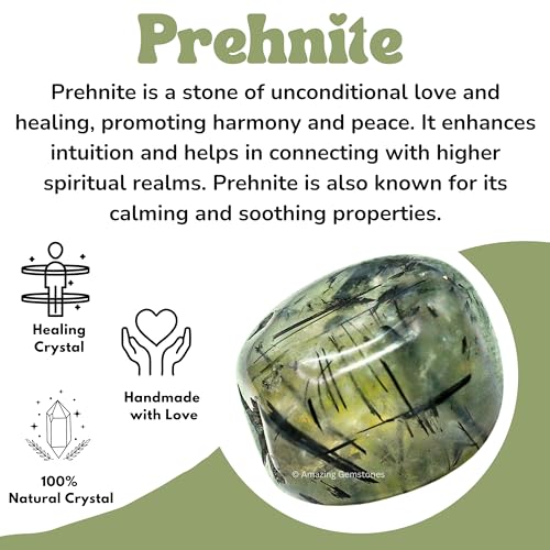 Amazing Gemstone Prehnite Crystal Tumbled Stones Polished Rocks - Natural Gem Stones for Healing - DIY Crystals for Protection (1 Piece) - color: Prehnite