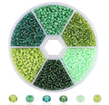 1 Box 3900pcs Mixed Color 2mm Glass Seed Beads-Small Round Spacer Loose Czech Beads for Jewelry Making Embroidery Accessories, (Green) - color: Green