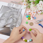 CREATCABIN 200 Loops Jewelry Memory Wire Stainless Steel Bracelet Wire Metal Silver Wrapping Beadable Round Circle 6.5cm/2.56 Inch Memory Loops Rings for Beading Bracelet Jewelry DIY Making Projects
