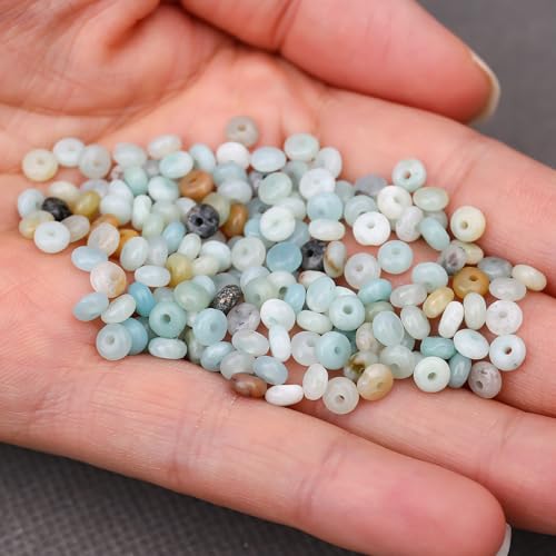 BONNY BOXX 1 Strand (150PCs) Natural 2 * 4mm Amazonite Rondelle Beads, Natural Abacus Disk Stone Beads Loose Spacer Gemstone for DIY Bracelet Necklace Jewelry Making - color: Amazonite, size: 2*4MM