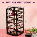 360° Rotating Jewelry Organizer Stand with 5 Layers,Acrylic Earring Holder Organizer Stand,212 Holes and 212 Grooves for Studs,Dangly Earrings,Chains,Bracelets,Necklace - color: 5-Tier,Black