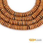 GEM-Inside 2x6mm Natural Yellow Wood Texture Jasper Stone Heishi Disc Rondelle Spacer Beads for Jewelry Making Full 15" Strand Energy Stone Healing Power Crystal - color: Yellow Wood Texture Jasper