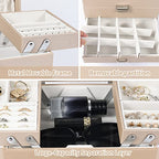 Dajasan Jewelry Organizer Box, Large Jewelry Boxes for Women Girls, Space-Saving 4 Layers Jewelry Storage Case with Drawer, Movable Metal Stand, Modern, Gift Idea (Champagne + Silver) - color: Champagne + Silver