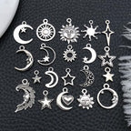 WOCRAFT 60pcs Antique Silver Sun Moon Star Bracelet Charms for Jewelry Making Sets DIY Necklace Bracelet Keychain Crafting Charms Kit Craft Supplies (SN833) - color: Antique Silver, size: Sun Moon Star Charms