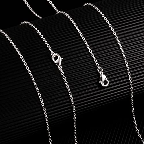 Wholesale 12 PCS Silver Plated Solid Brass Fine Flat Cable Chains Bulk for Jewelry Making 18-30 inches (24 Inch(2MM)) - color: Silver, size: 24 inch-0.079 inch