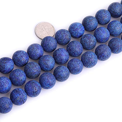 14mm Matte Natural Lapis Lazuli Beads, 15 Inch Strand Blue Frosted Stone Gemstone Beads for Statement Necklace Chunky Bracelet DIY Jewelry Making - color: Blue Lapis Lazuli, size: 14mm