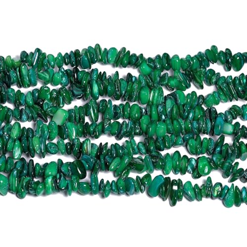 Chip Shell, 260pcs 5-8mm Irregular Shell Beads with Holes, Dark Green Shell & Jade Like Chip Beads for Jewelry Making - color: Dark Green