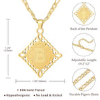 LETFLY Initial Necklaces for Women Men, 18K Gold Plated Letter Cross Pendant Necklace Alphabets A-Z Figaro Chain Jewelry Gifts - color: Rhombic, style: Letter B