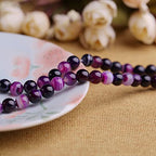 92Pcs Natural Crystal Beads Stone 4mm Purple Stripe Onyx Agates Gemstone Round Loose Energy Healing Beads for Bracelet Necklace Earrings Jewelry Making - color: Purple, size: 4MM
