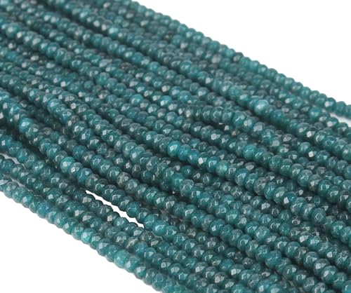 Perlin Agate & Jasper Gemstone Strand Beads 4 mm Rondelle 110 Pieces Jewellery Beads Semi-Precious Stone for Jewellery Necklace Bracelet Earrings (Indian Sapphire) - color: Indian Sapphire