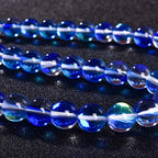38PCS 10mm Blue Angel Aura Quartz Round Gemstone Polished Mermaid Aura Moonstone Smooth Stone Loose Beads Crystal Quartz for DIY Jewelry Making 1 Strand 15' - color: Blue, size: 10mm