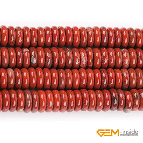 GEM-Inside 2x6mm Natural Red Jasper Gemstone Heishi Disc Rondelle Spacer Beads for Jewelry Making Full 15" Strand Energy Stone Healing Power Crystal - color: Red Jasper