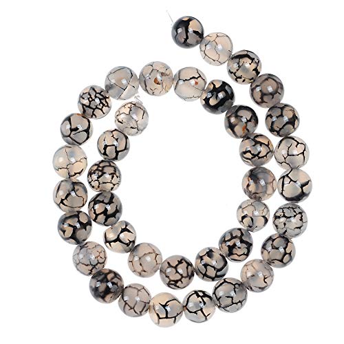 Natural Stone Beads 6mm Black White Dragon Vein Stone Round Loose Beads Crystal Energy Stone Healing Power for Jewelry Making DIY,1 Strand 15" - color: Black White Dragon Vein, size: 6MM