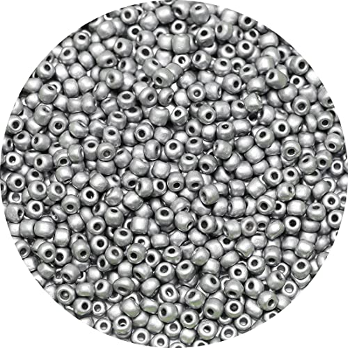 Bala&Fillic Matte Silver Color 4mm Seed Beads About 1200pcs/100Grams in Bag, 6/0 Glass Craft Beads for Making Bracelet and Necklace (Matte Silver) - color: Matte Silver -4mm