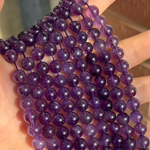 MJDCB 5A Natural South Africa Amethyst Gemstone Round Stone Beads for Jewelry Making DIY Bracelet Necklace (8mm) - color: South Africa Amethyst, size: 8mm