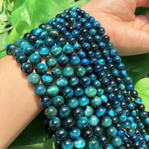 6mm Blue Tiger-Eye Natural Stone Beads Round Loose Beads for Jewelry Making Yochus DIY Beads Bracelet Necklace - color: Blue Tiger-Eye, size: 6mm