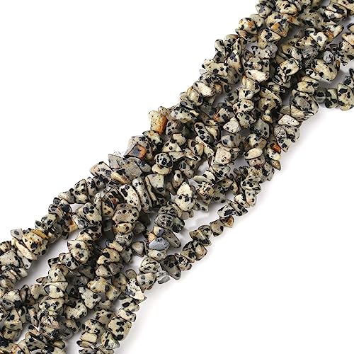 LAIDANLA Dalmation Spot 400pcs Natural Chip Stone Beads 5-8mm Healing Crystal Irregular Gemstones Drilled DIY Loose Rocks Bead Crystal for Bracelet Earrings Necklace Jewelry Making Crafting - color: V-Dalmation Spot Jasper