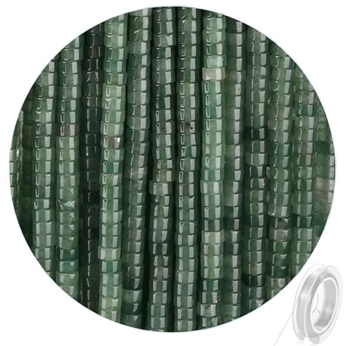 300pcs Natural Green Aventurine Heishi Spacer Beads 2x4mm Genuine Real Disc Stone Beading DIY Charm Smooth Loose Gemstone Beads for Jewelry Making Bracelets Necklaces Earrings Crafts - color: Green Aventurine