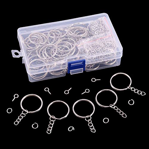 Swpeet 360Pcs 6/5" 30mm Sliver Key Chain Rings Kit, Including 120Pcs Keychain Rings with Chain and 120Pcs Jump Ring with 120Pcs Screw Eye Pins Bulk for Jewelry Findings Making (Sliver) - color: Sliver, size: 30mm