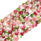 70PCS Natural 8MM Healing Gemstone, Watermelon Tourmaline Energy Stone Round Loose Beads, Semi-Precious Crystal Beads with Free Elastic String for Jewelry Making DIY - color: Watermelon Tourmaline, size: 8MM