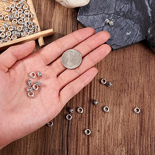 KISSITTY 100-Piece Tibetan Antique Silver European Large Hole Rondelle Spacer Beads 6mm With 3.5mm Hole for DIY Jewelry Craft Making