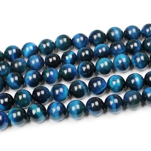 MJDCB Stone Beads 6mm 60pcs Round Sky Blue Tiger's Eye Loose Gemstone Bead Charms for Jewelry Making Bracelet Necklace Earring Pendant - color: Sky Blue Tiger's Eye, size: 6mm