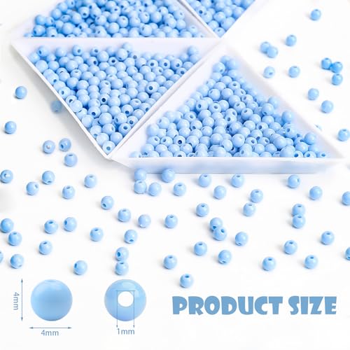 BONNY BOXX 2000PCs 4MM Smooth Aquamarine Acrylic Round Beads, Plastic Resin Bubblegum Balls Chunky Gumball Beads for Necklace and Bracelet Making, Crafting Supplies - color: Smooth Aquamarine, size: 4MM