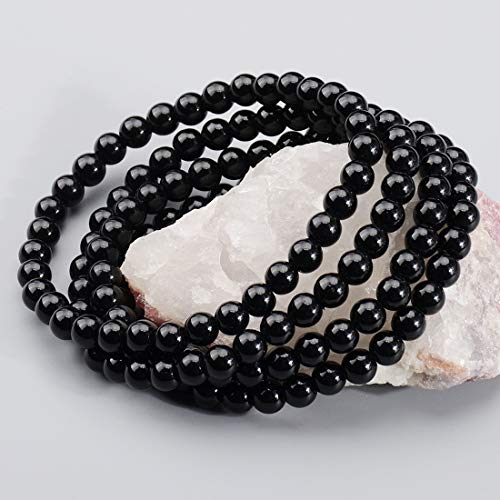 MASSIVE BEADS Handmade Yoga Stretch Elastic Bracelet Natural Stone Crystal Healing Power Energy Gifts for Unisex Adult 4mm 6mm 8mm 10mm - color: Black Onyx(Positive Energy), size: 6mm