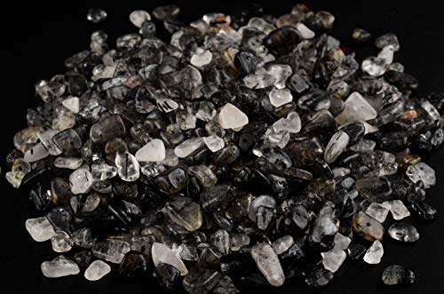 Natural Chip Stone Beads Black Rutilated Quartz 5-8mm About 400 Pieces Irregular Gemstones Healing Crystal Loose Rocks Bead Hole Drilled DIY for Bracelet Jewelry Making(5-8mm, Black Rutilated Quartz) - color: Black Rutilated Quartz