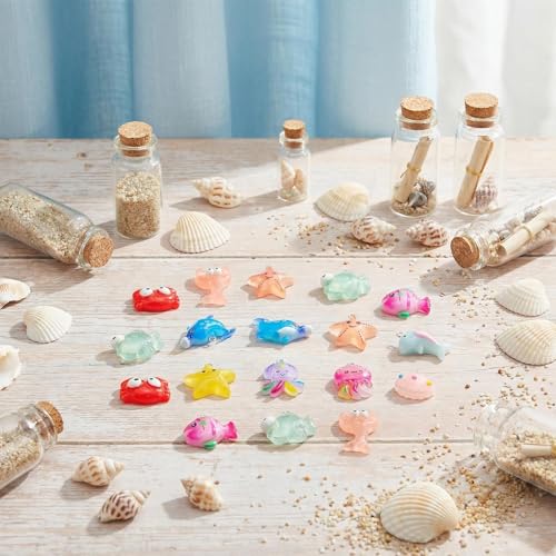 Keychain Charms Bulk 30pcs mixed Cute 3D Charms for Keychain Making for Bracelet Earring Jewelry Making DIY Crafts Includes Animal Food Fruit Flower Designs - color: Ocean Mix