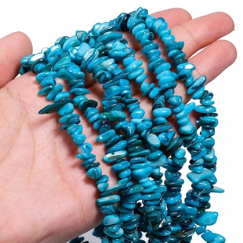 Chip Shell, 260pcs 5-8mm Irregular Shell Beads with Holes, Lake Blue Shell & Aqua Like Chip Beads for Jewelry Making - color: Lake Blue