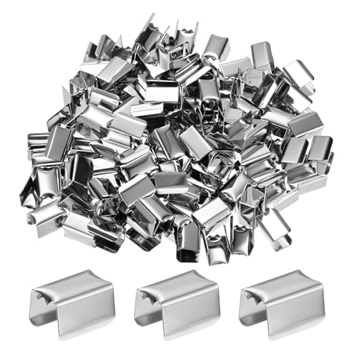 M METERXITY 100-Pack Fold Over Crimp End Caps, 0.6 x 0.4in/ 15 x 10mm Crimp Fasteners Ribbon Ends with Clamps for Jewelry Making/Leather Decor/DIY/Bracelets, Belt Buckle End Tip [Silver] - size: 0.6 x 0.4in/15 x 10mm