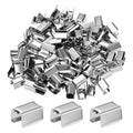 M METERXITY 100-Pack Fold Over Crimp End Caps, 0.6 x 0.4in/ 15 x 10mm Crimp Fasteners Ribbon Ends with Clamps for Jewelry Making/Leather Decor/DIY/Bracelets, Belt Buckle End Tip [Silver] - size: 0.6 x 0.4in/15 x 10mm