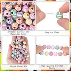 100pcs Volleyball Beads with 5.5 Yard Elastic Rope,Acrylic Sports Beads DIY Spacer for Necklace Bracelet Keychains Handmade Jewelry Making Accessories Craft Supplies,12mm(Rainbow Volleyball) - color: Rainbow Volleyball