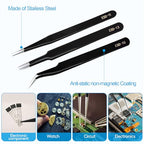 YHYZ 3PCS Precision Tweezers Set, Premium Stainless Steel Anti-Static ESD Tweezes, Suitable for Tweezers, for Craft, Electronic, Soldering, Model, Hobby, Jewelry Making Laboratory - style: 3pcs, Version 1