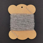 INSPIRELLE 30 Foot Stainless Steel Curb Chains 3mm Tarnish Resistant Extender Chain for Bracelet Necklace Jewelry Making - color: Natural Color - 30 Foot