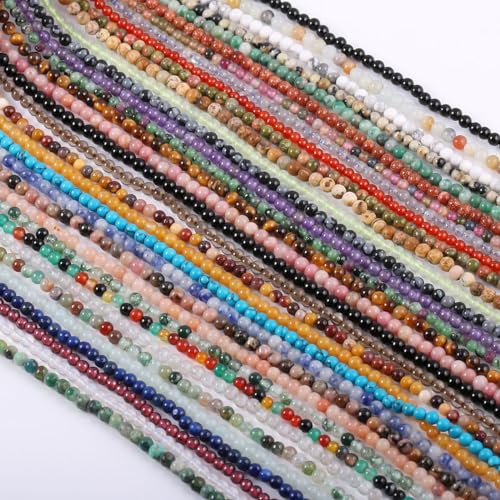 155pcs 2mm Natural Dalmatian Stone Loose Round Beads Gemstone Smooth Samll Spacer Beads for jewerly Making Bracelet Necklace - color: Dalmatian, size: 2 mm