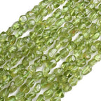 HAAMIIQII Natural Green Peridot Pebble Stone 4-6mm Small Irregular Freeform Tumbled Loose Gemstone Beads for Jewelry Making Strand 15 Inch (75-80pcs) - color: Green Peridot