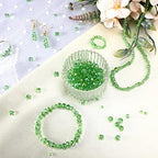 WILLBOND 600 Pcs Crystal Glass Beads for Jewelry Making Bulk Suncatcher Faceted Rondelle Loose Gemstone for Valentine's Day, Irish Holiday, Easter Bracelet DIY Crafts 8mm, 6mm, 4mm(Green) - color: Green